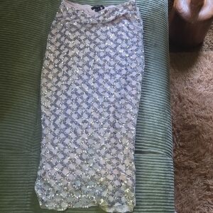 Forever 21 Green Sequin Pencil Midi Skirt